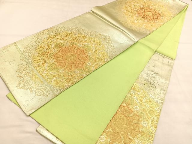 平和屋着物◎六通柄袋帯 唐織 宝相華花文 金糸 正絹 逸品 BAAU7751hv