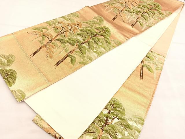 平和屋着物◎六通柄袋帯　唐織　松　金糸　正絹　逸品　BAAU7779hv