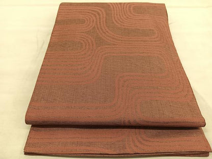 平和屋着物◎全通柄　本袋帯　紬地　幾何学文様　正絹　逸品　BAAU7783hv