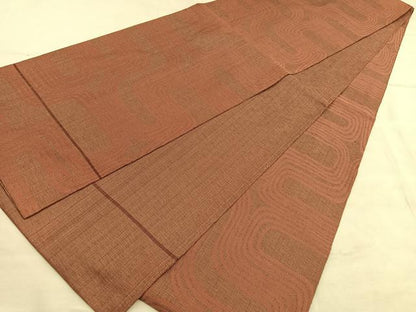 平和屋着物◎全通柄　本袋帯　紬地　幾何学文様　正絹　逸品　BAAU7783hv