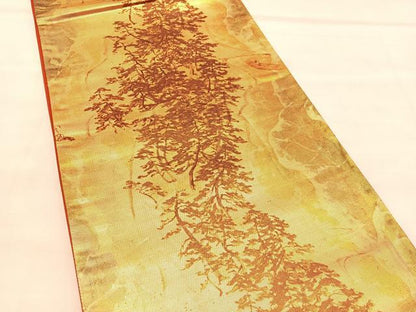 平和屋着物◎西陣　六通柄袋帯　手描き　浜松文　金糸　引箔　証紙付き　正絹　逸品　BAAU7825hv