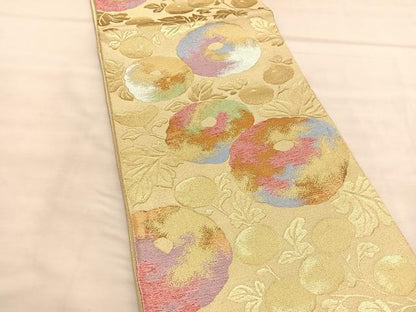 平和屋着物◎六通柄袋帯 万寿菊 金銀糸 正絹 逸品 BAAU7837hv
