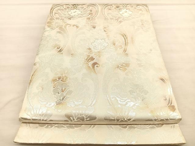 平和屋着物◎西陣　服部織物謹製　六通柄袋帯　こはく錦　更紗飾花文　金銀糸　正絹　逸品　BAAU7849hv
