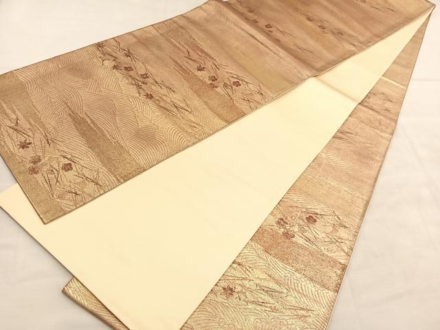 平和屋着物◎六通柄袋帯　吹き寄せ梅文　金彩　正絹　逸品　BAAU7864hv