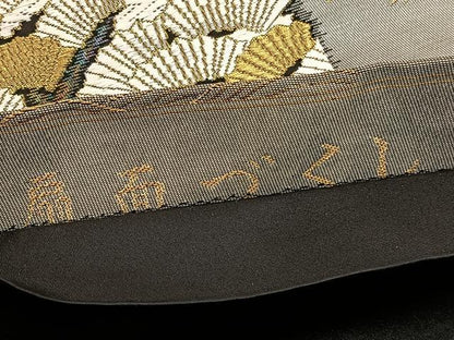 平和屋着物◎六通柄袋帯　唐織　扇面尽くし　金糸　正絹　逸品　BAAU7870hv