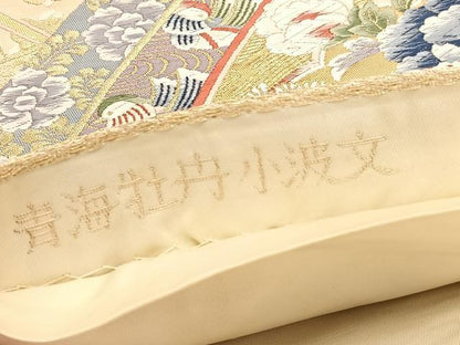 平和屋着物◎六通柄袋帯　唐織　青海牡丹小波文　金糸　正絹　逸品　BAAU7871hv