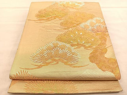 平和屋着物◎六通柄袋帯　老松　金銀糸　正絹　逸品　BAAU7889hv