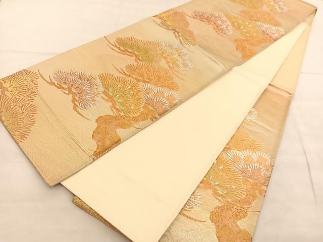 平和屋着物◎六通柄袋帯　老松　金銀糸　正絹　逸品　BAAU7889hv