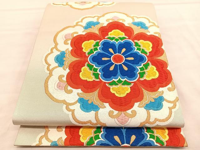 平和屋着物◎六通柄袋帯　唐織　宝相華　金糸　正絹　逸品　BAAU7895hv