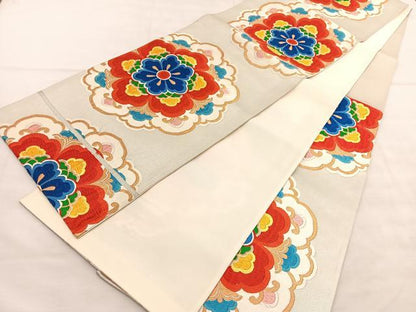 平和屋着物◎六通柄袋帯　唐織　宝相華　金糸　正絹　逸品　BAAU7895hv