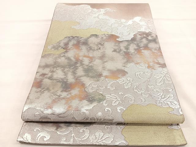 平和屋着物◎六通柄袋帯 道長花唐草文 栄箔錦 正絹 逸品 BAAU7900hv
