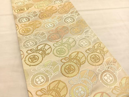平和屋着物◎六通柄袋帯 唐織 鼓 金銀糸 正絹 逸品 BAAU7904hv
