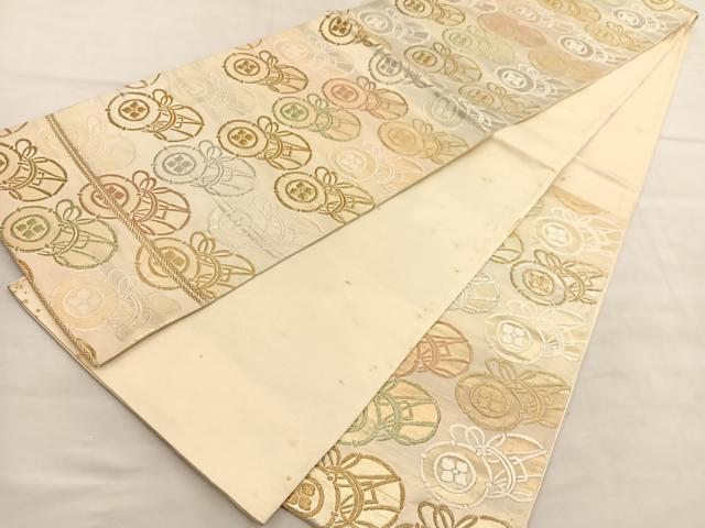 平和屋着物◎六通柄袋帯 唐織 鼓 金銀糸 正絹 逸品 BAAU7904hv