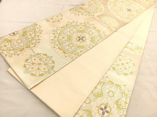 平和屋着物◎六通柄袋帯　唐織　花丸文　金銀糸　正絹　逸品　BAAU7925hv