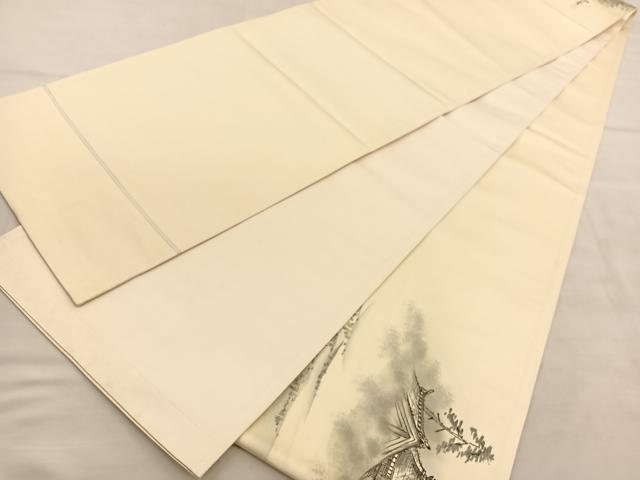 平和屋着物◎太鼓柄袋帯　作家物　手描き　京都百景　東寺　金彩　正絹　逸品　BAAU7926hv