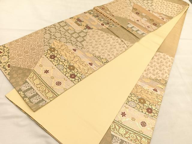平和屋着物◎六通柄袋帯　名物裂　金糸　正絹　逸品　BAAU7964hv