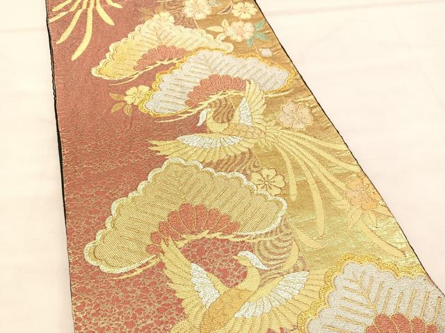 平和屋着物◎六通柄袋帯 松鳳凰花文 金銀糸 正絹 逸品 BAAU7976hv