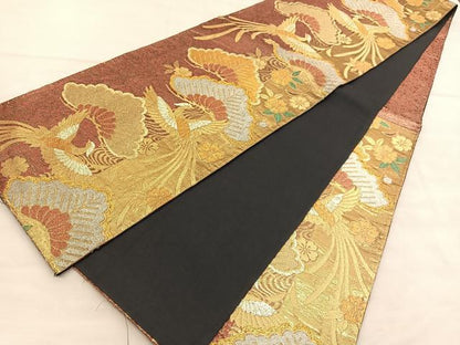 平和屋着物◎六通柄袋帯 松鳳凰花文 金銀糸 正絹 逸品 BAAU7976hv