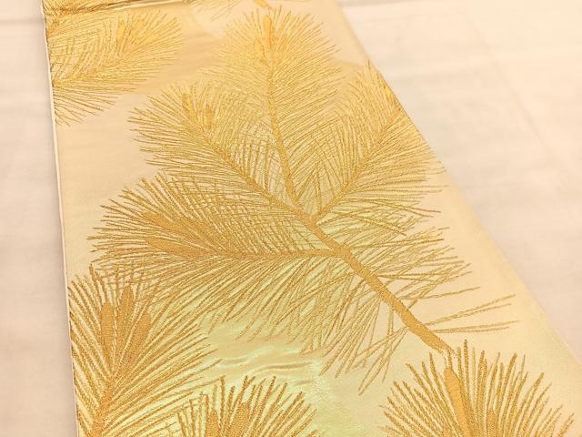 平和屋着物◎六通柄袋帯 若松葉 金糸 正絹 逸品 BAAU7979hv