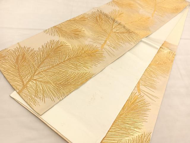 平和屋着物◎六通柄袋帯 若松葉 金糸 正絹 逸品 BAAU7979hv