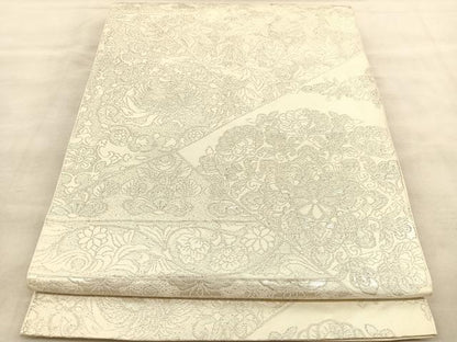 平和屋着物◎六通柄　本袋帯　鳳凰切嵌花唐草文　銀糸　正絹　逸品　BAAU7988hv