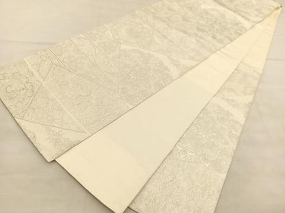 平和屋着物◎六通柄　本袋帯　鳳凰切嵌花唐草文　銀糸　正絹　逸品　BAAU7988hv