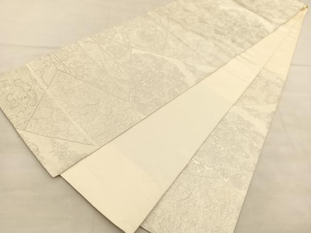 平和屋着物◎六通柄　本袋帯　鳳凰切嵌花唐草文　銀糸　正絹　逸品　BAAU7988hv