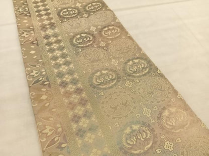 平和屋着物◎六通柄袋帯　花鳥間道　金糸　正絹　逸品　BAAU8011hv