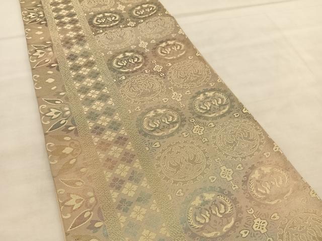 平和屋着物◎六通柄袋帯　花鳥間道　金糸　正絹　逸品　BAAU8011hv