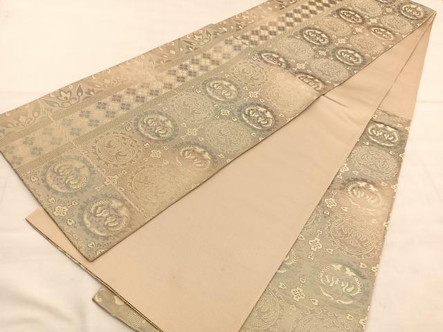 平和屋着物◎六通柄袋帯　花鳥間道　金糸　正絹　逸品　BAAU8011hv