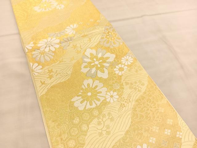 平和屋着物◎六通柄袋帯　唐織　立波花鳥文　金銀糸　BAAU8013hv