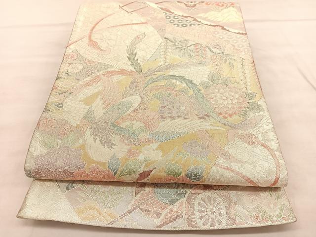 平和屋着物◎900織特選佐賀錦 六通柄袋帯 鳳凰几帳花文 金銀糸 正絹 逸品 BAAU8017hv