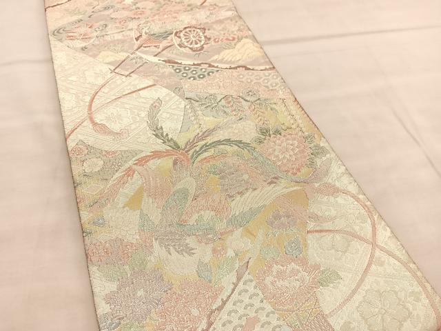 平和屋着物◎900織特選佐賀錦 六通柄袋帯 鳳凰几帳花文 金銀糸 正絹 逸品 BAAU8017hv