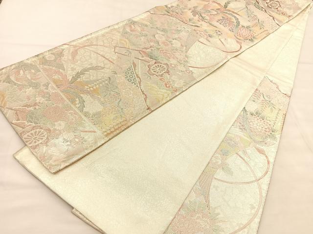 平和屋着物◎900織特選佐賀錦 六通柄袋帯 鳳凰几帳花文 金銀糸 正絹 逸品 BAAU8017hv