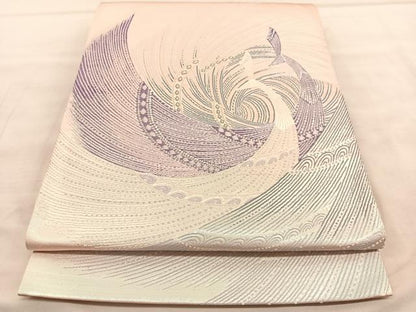 平和屋着物◎六通柄袋帯 唐織 双孔雀文 金糸 正絹 逸品 BAAU8056hv