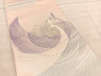 平和屋着物◎六通柄袋帯 唐織 双孔雀文 金糸 正絹 逸品 BAAU8056hv