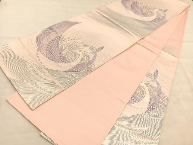 平和屋着物◎六通柄袋帯 唐織 双孔雀文 金糸 正絹 逸品 BAAU8056hv