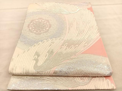 平和屋着物◎六通柄袋帯　唐織　正倉院孔雀文　銀糸　正絹　逸品　BAAU8058hv