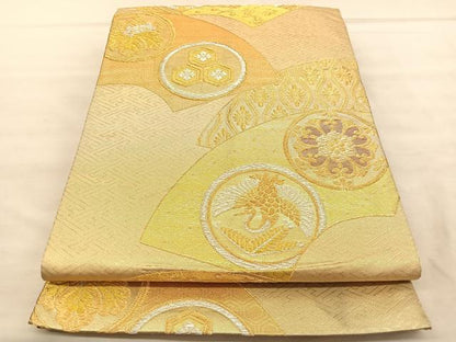 平和屋着物◎六通柄袋帯 地紙鶴花丸文 金銀糸 正絹 逸品 BAAU8061hv