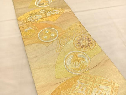 平和屋着物◎六通柄袋帯 地紙鶴花丸文 金銀糸 正絹 逸品 BAAU8061hv
