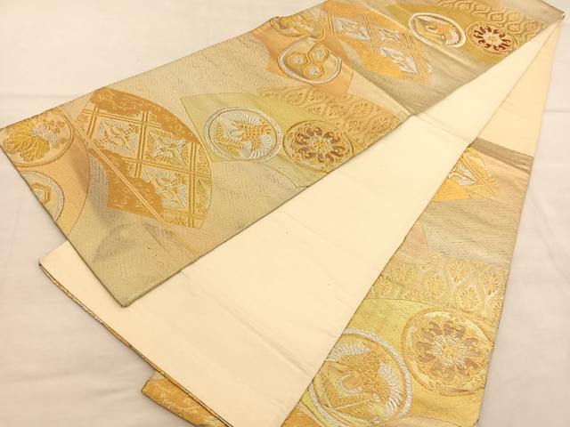 平和屋着物◎六通柄袋帯 地紙鶴花丸文 金銀糸 正絹 逸品 BAAU8061hv