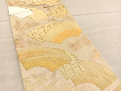 平和屋着物◎六通柄袋帯 地紙重ね 金銀糸 正絹 逸品 BAAU8062hv