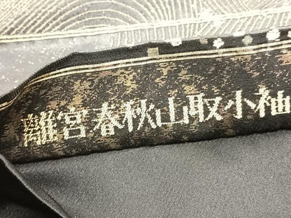 平和屋着物◎六通柄袋帯　唐織　離宮春秋山取小袖　黒地　金糸　正絹　逸品　BAAU8092hv