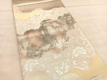 平和屋着物◎六通柄袋帯　道長花唐草文　栄箔錦　正絹　逸品　BAAU8109hv