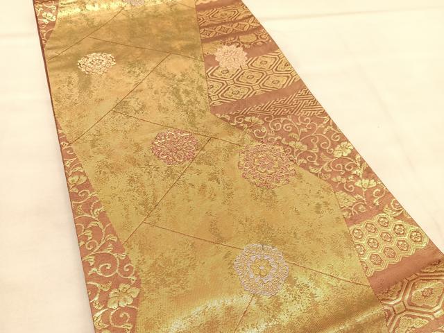 平和屋着物◎六通柄袋帯　宝相華花唐草文　金銀糸　正絹　逸品　BAAU8120hv