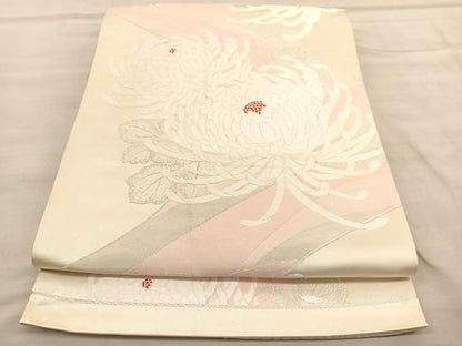 平和屋着物◎六通柄袋帯　唐織　乱菊　銀糸　正絹　逸品　BAAU8128hv