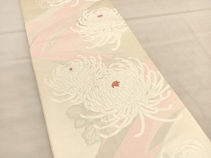 平和屋着物◎六通柄袋帯　唐織　乱菊　銀糸　正絹　逸品　BAAU8128hv