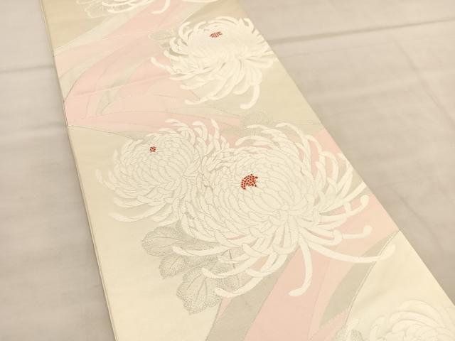 平和屋着物◎六通柄袋帯　唐織　乱菊　銀糸　正絹　逸品　BAAU8128hv