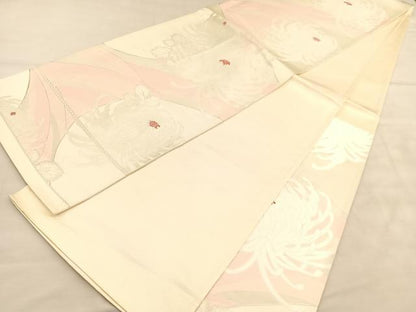 平和屋着物◎六通柄袋帯　唐織　乱菊　銀糸　正絹　逸品　BAAU8128hv
