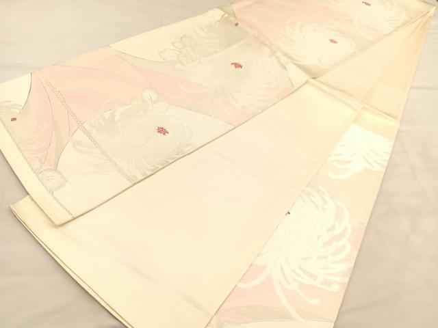 平和屋着物◎六通柄袋帯　唐織　乱菊　銀糸　正絹　逸品　BAAU8128hv